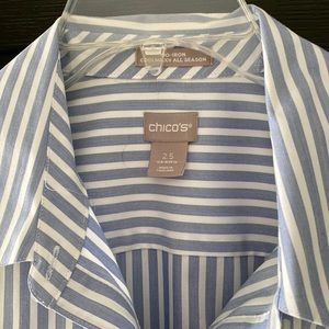 Chicos blue and white striped shirt size 2.5